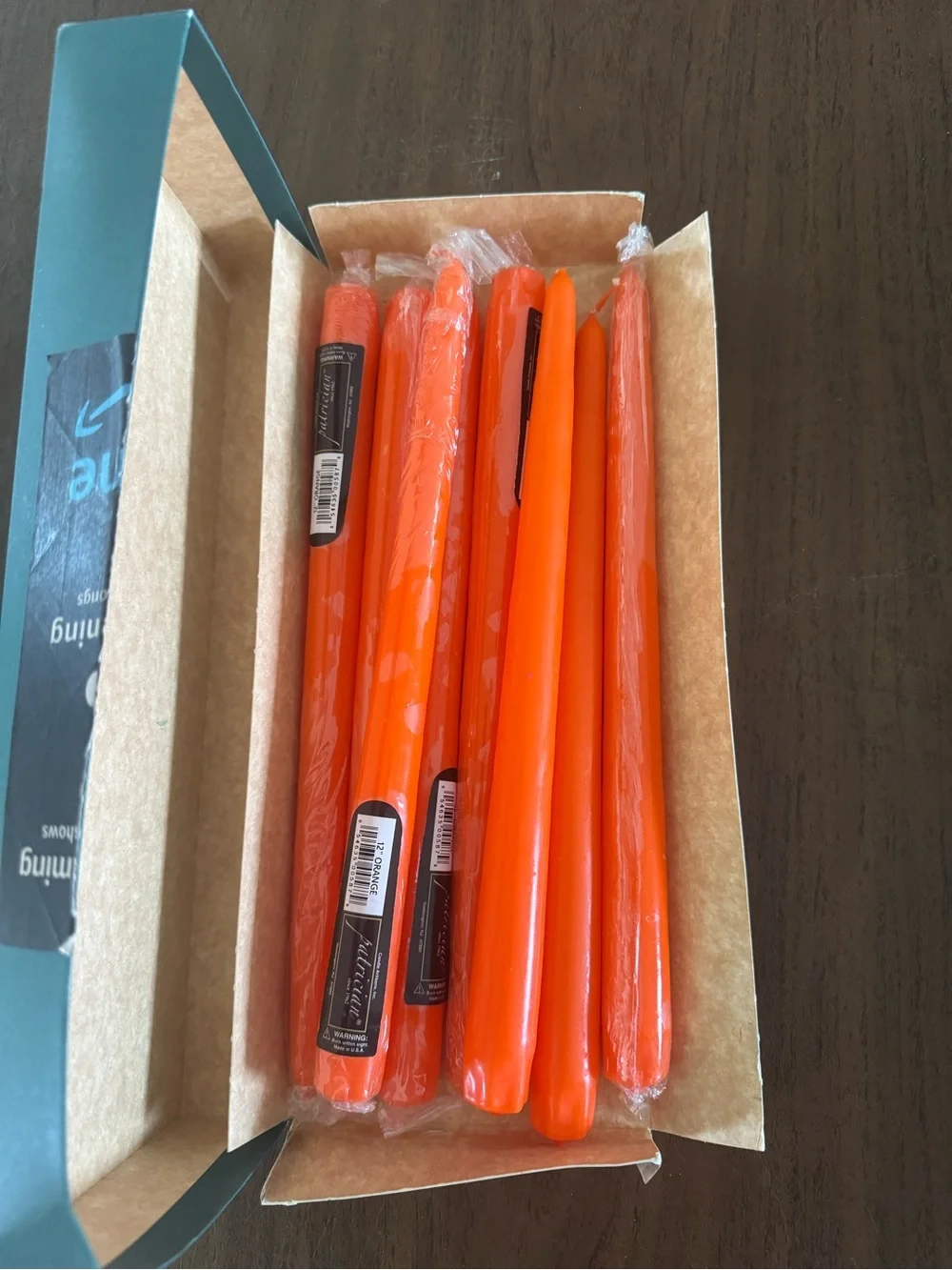 Orange Taper Dinner Candles - Pack of 8